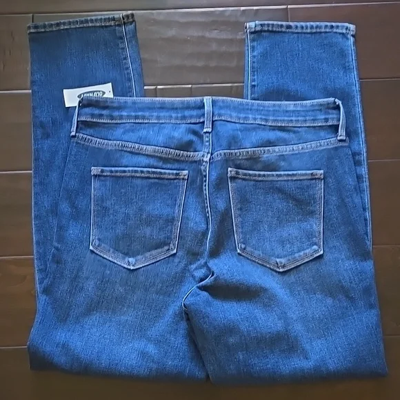 NEW Old Navy Power Slim Straight Zip Fly Mid-Dark Wash Distressed - 8S - Picture 7 of 15